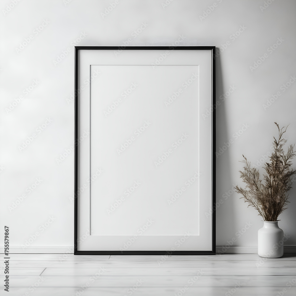 Blank poster frame mockup against a minimalist white wall. Perfect for showcasing your artwork, designs, or photography. Blank poster frame mockup against a minimalist white wall. Perfect for showcasing your artwork, designs, or photography.