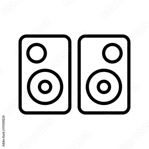 Audio speakers outline vector icon isolated on white background. Audio speakers line vector icon for web, mobile and ui design