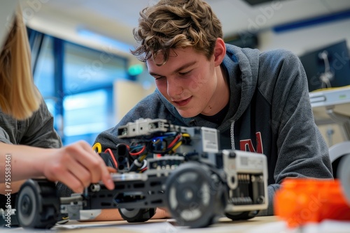 A computer science student building a robot as part of an educational project