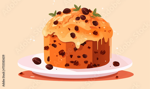 panettone vector flat minimalistic isolated vector style illustration