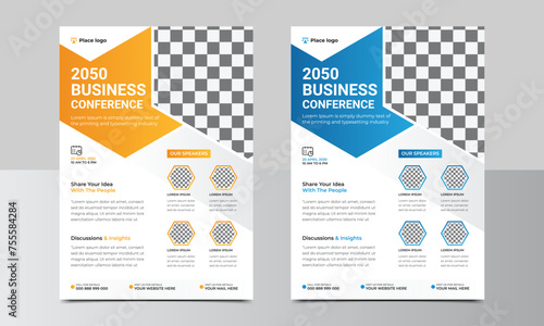 Conference business flyer vector design template. Business flyer and leaflet cover template.