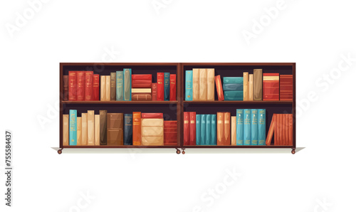books on bookshelf isolated vector style on isolated background illustration