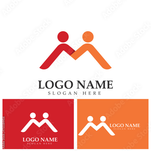 People community care group network and social icon design template