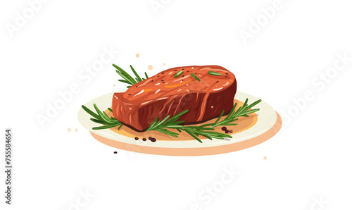 cooked beef steak vector flat minimalistic isolated illustration