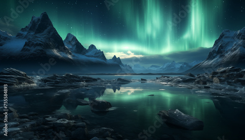 northern lights at night in the mountains © Juli Puli