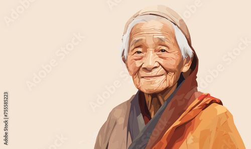 Indian old woman vector flat minimalistic isolated vector style illustration photo