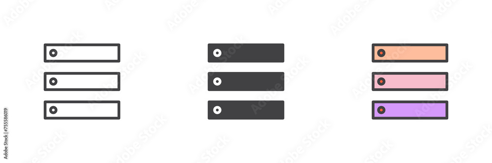 Data center, server different style icon set Data center, server different style icon set