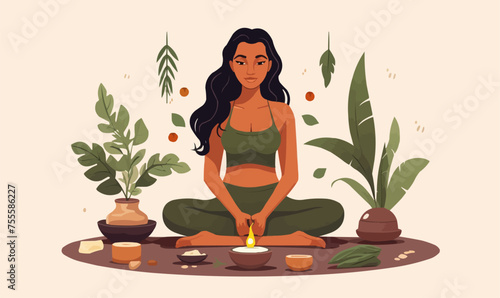 Ayurveda vector flat minimalistic isolated illustration