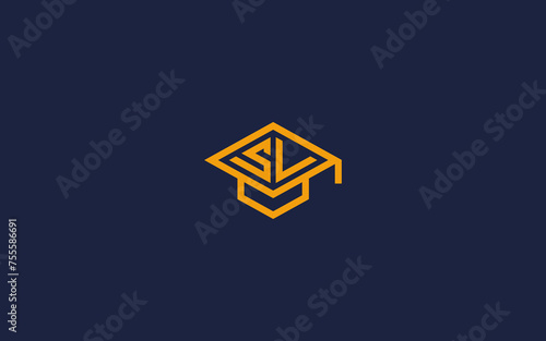 letter sl with graduate hat logo icon design vector design template inspiration