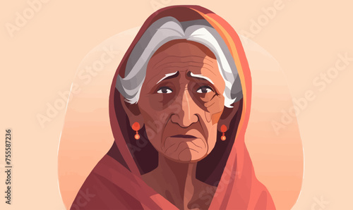 Indian old woman vector flat minimalistic isolated vector style illustration
