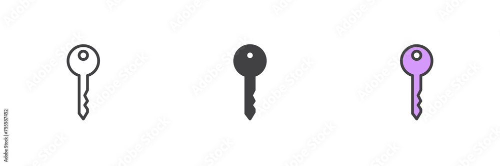 Key different style icon set Key different style icon set