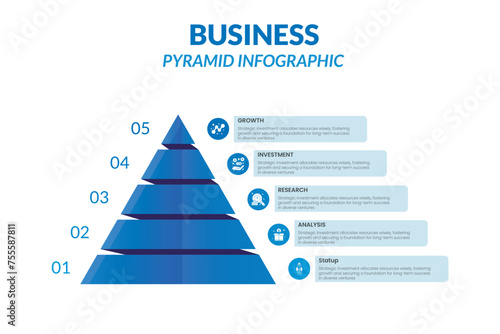 Vector pyramid up arrows infographic, diagram chart, triangle graph presentation. Business timeline concept with 5 parts