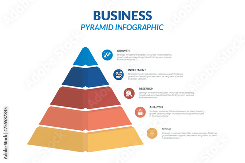 Abstract 3D digital business Infographic. Can be used for workflow process, business pyramid, banner, diagram, number options, work plan, web design.