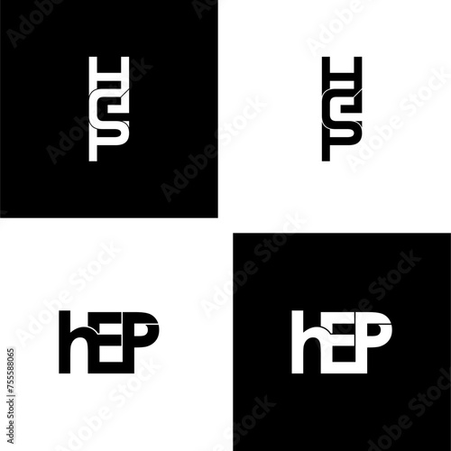 hep initial letter monogram logo design set photo