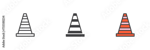 Traffic cone different style icon set