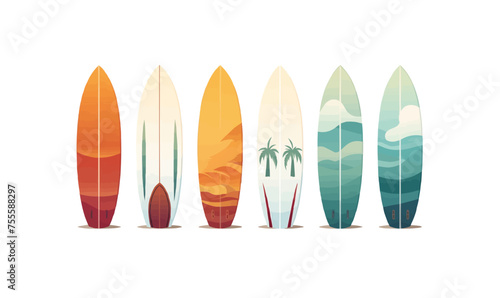 surfboard set vector flat minimalistic isolated illustration