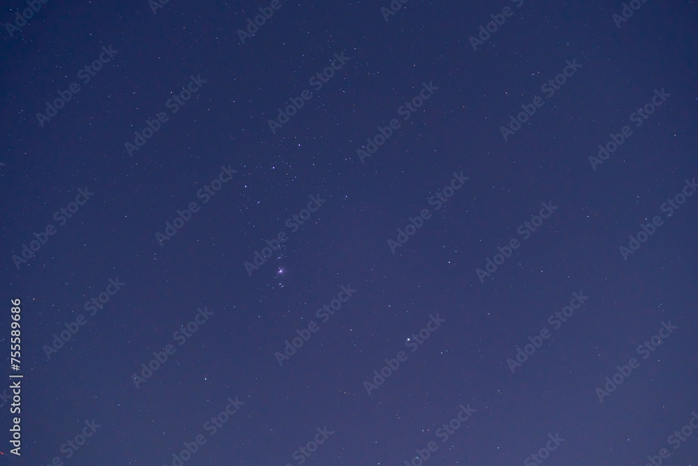 Closeup with Orion constellation on a night starry sky, night natural landscape with The Hunter