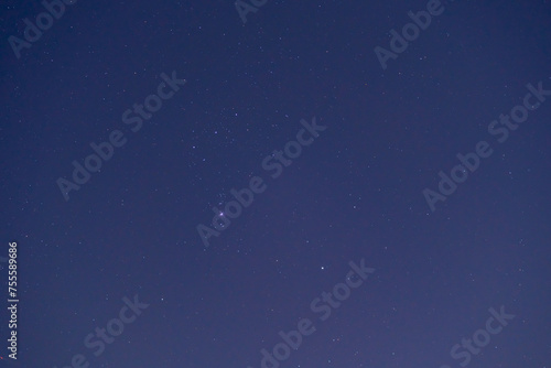 Closeup with Orion constellation on a night starry sky, night natural landscape with The Hunter