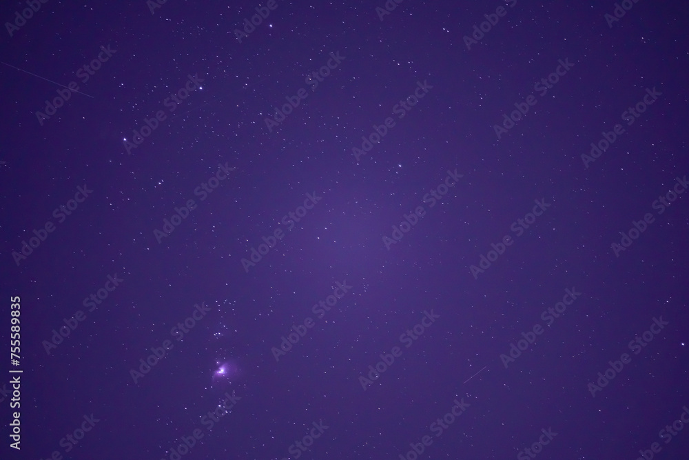 Fototapeta premium Closeup with Orion constellation on a night starry sky, night natural landscape with The Hunter
