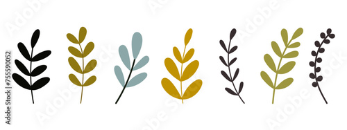 Set of simple abstract hand drawn flowers. Floral springtime prints design. Vector stock illustration photo