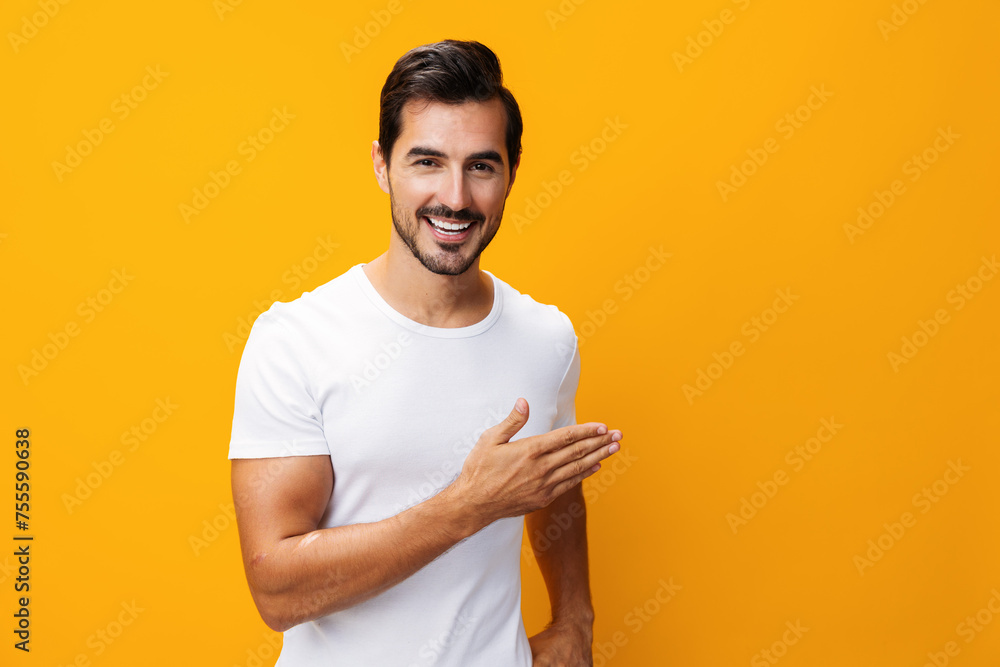 Man portrait template white mockup t-shirt studio Man portrait template white mockup t-shirt studio