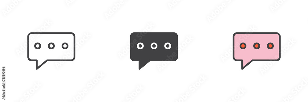Naklejka premium Chat message different style icon set