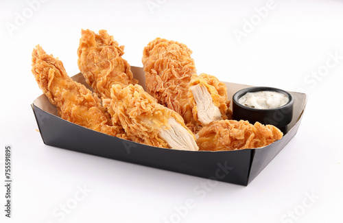 Fotografie variety of chickens buckets and combos, finger licking snacks with delicious sau