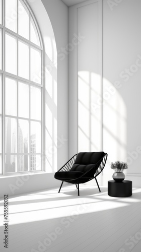 modern minimalist living room interior, ai