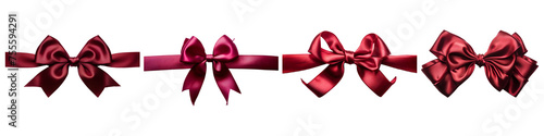 Crimson bow isolated on transparent background