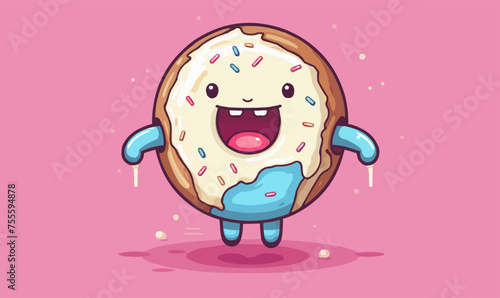 donut worry be happy tshirt idea lifestyle casual funny colorful foodie sweets character concept vector illustration