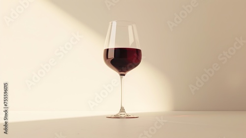 An elegant composition featuring a single glass filled with rich red wine, set against a pristine white backdrop, emphasizing its deep color and inviting viewers to indulge in its timeless elegance.