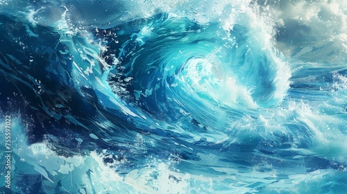 Turquoise waves, ideal for marine themes, illustrated