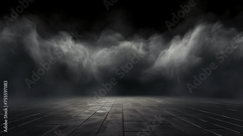 Abstract image of dark room concrete floor.
