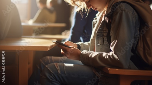 Teen texting during class