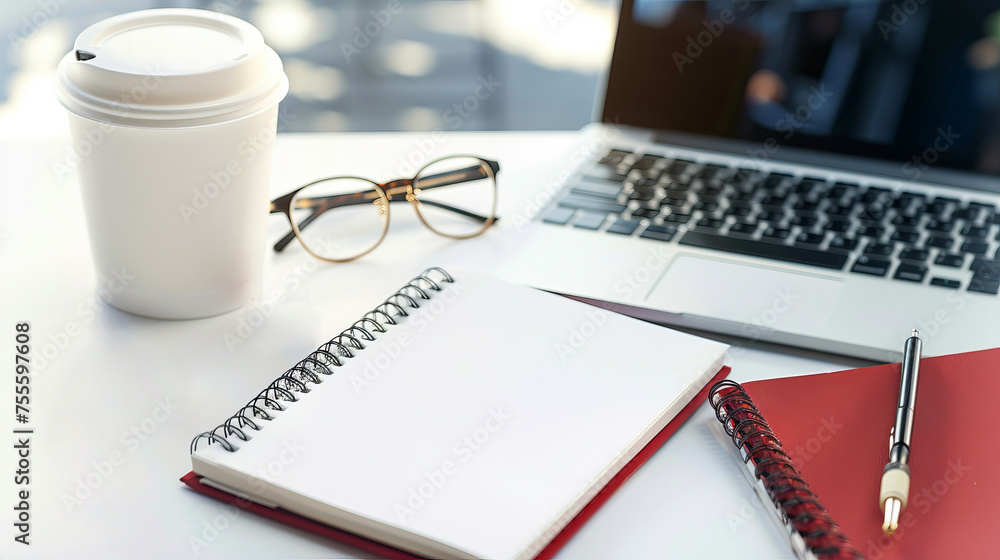 cup of coffee ,notebook and pen on the table cup of coffee ,notebook and pen on the table