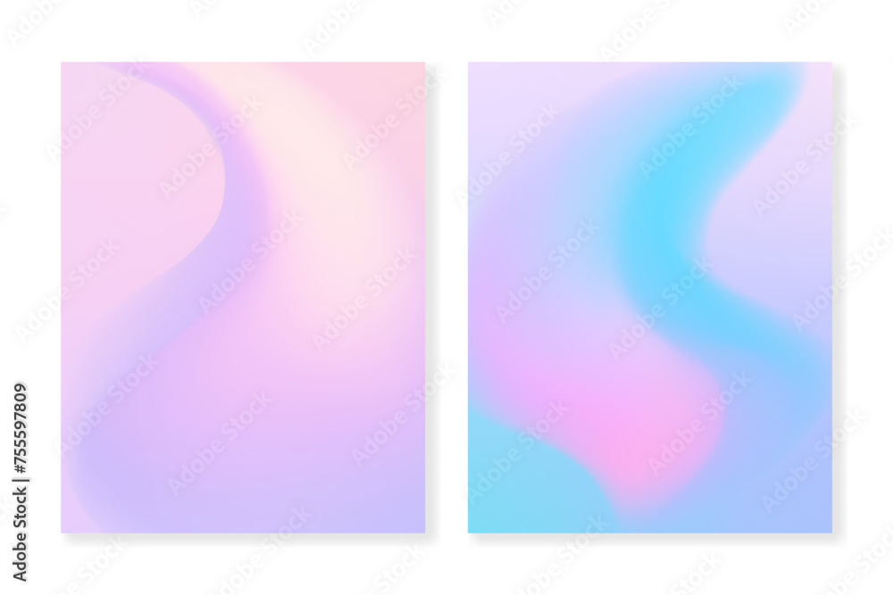 Set of 2 wavy gradient backgrounds in pink, purple an cyan colors. For covers, wallpapers, branding, business cards, social media and other projects. Just add your text.