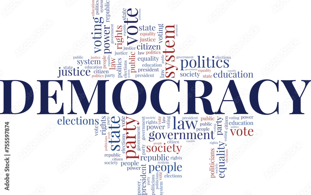 Democracy word cloud conceptual design isolated on white background. Democracy word cloud conceptual design isolated on white background.