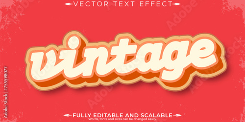 Retro, vintage text effect, editable 70s and 80s text style