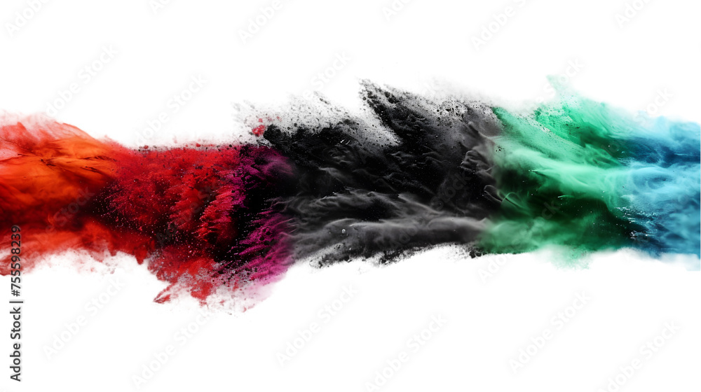 Afghanistan flag colours powder exploding on isolated background - obrazy, fototapety, plakaty 