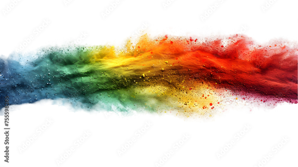 Zimbabwe flag colours powder exploding on isolated background