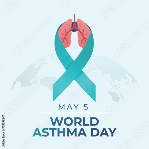 World Asthma Day design template good for celebration  usage. lung vector illustration. vector eps 10. flat design.