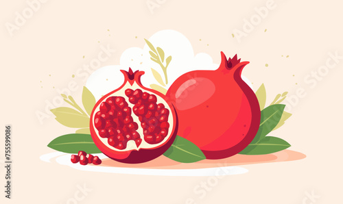 Ripe pomegranate vector flat minimalistic isolated vector style illustration