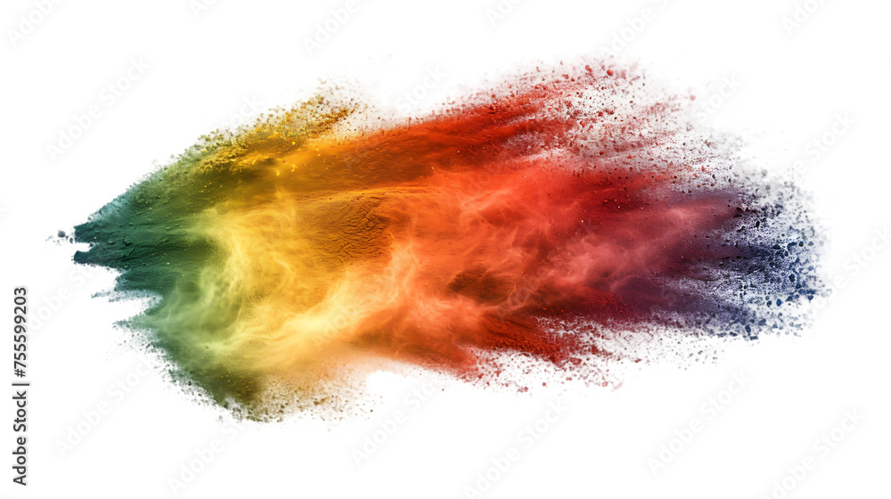 Bolivia flag colours powder exploding on isolated background