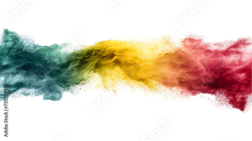 Cameroon flag colours powder exploding on isolated background photo