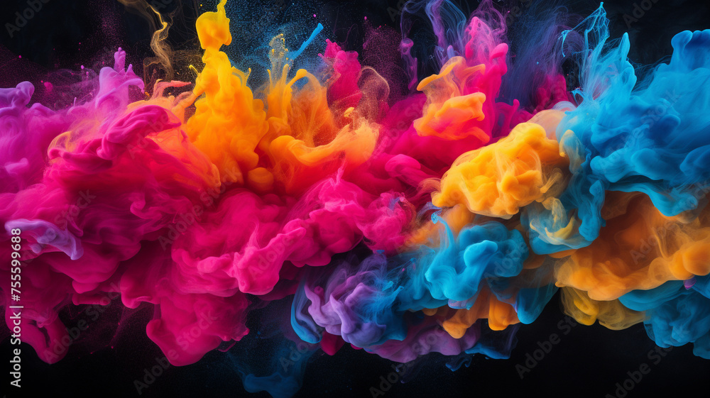 Abstract colourful powder background illustration - Soft pastel colourful with powder splash wave background