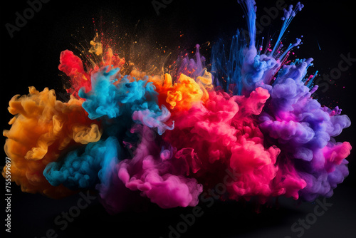 Abstract colourful powder background illustration - Soft pastel colourful with powder splash wave background