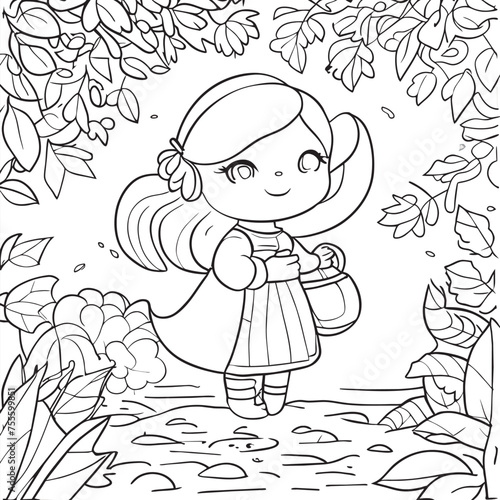 autumn season coloring book, vector illustration line art