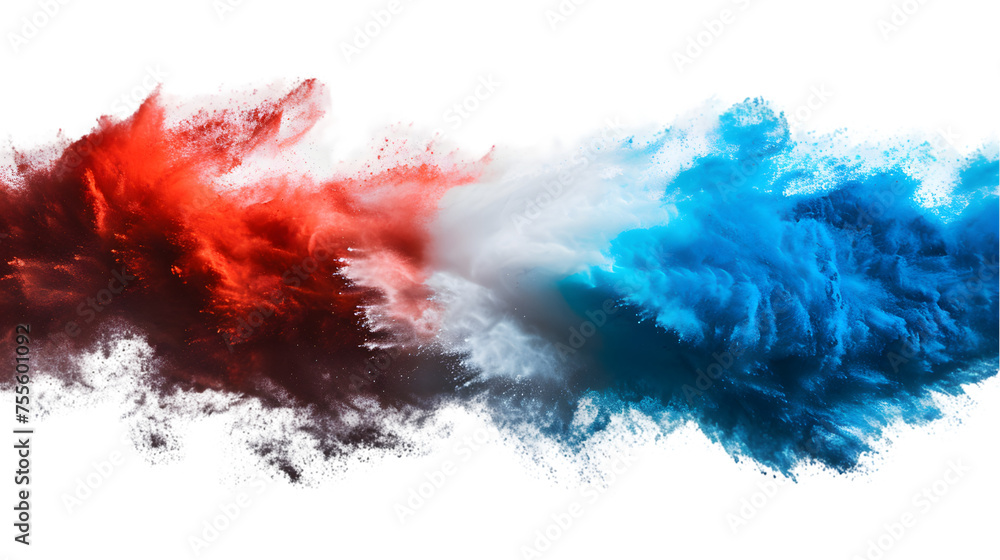 Luxembourg flag colours powder exploding on isolated background