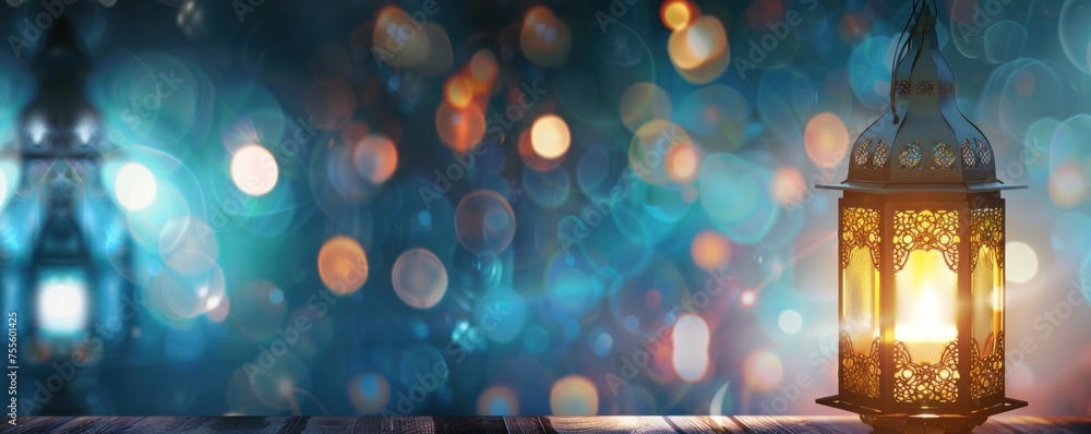Islamic lantern with bokeh background Islamic lantern with bokeh background