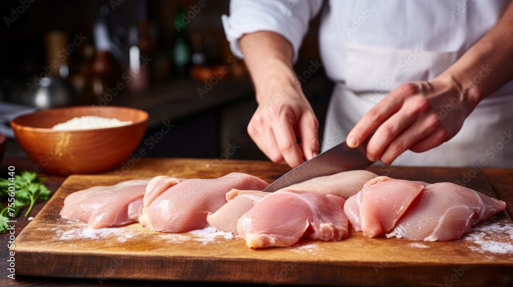 chef preparing chicken